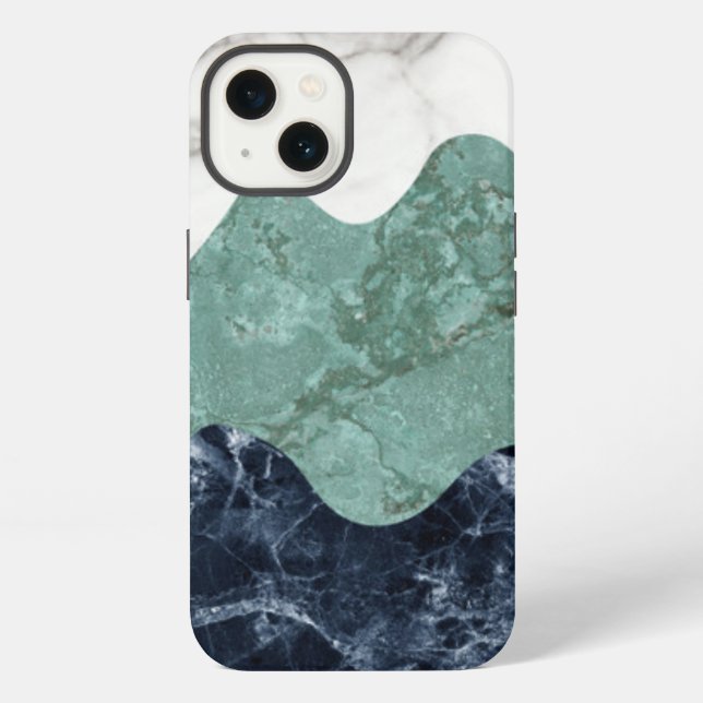 Black White Green Marble Texture iPhone Case (Back)