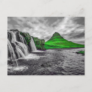 Black White Green Mountain Photography Postcard