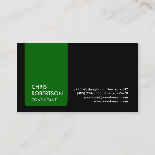 Black White Green Stripe Attractive Business Card (Front)