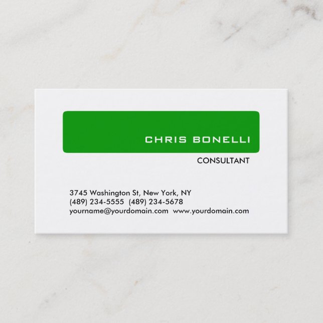 Black White Green Trendy Business Card (Front)