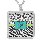 Black White Green & Turquoise Zebra & Cheetah Skin