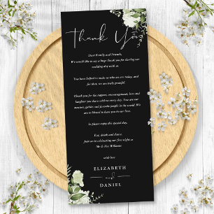 Black White Greenery Wedding Thank You Place Card