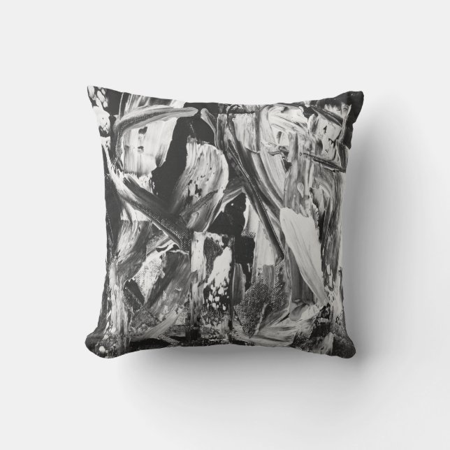 Black/White/Grey Abstract Decor Pillow (Front)