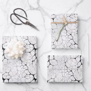 Black, White & Grey Abstract Network Wrapping Paper Sheet