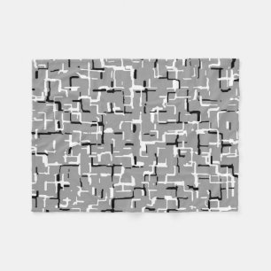 Black White Grey Abstract Pattern Fleece Blanket