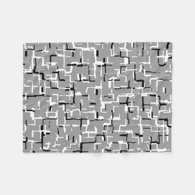 Black White Grey Abstract Pattern Fleece Blanket (Front (Horizontal))