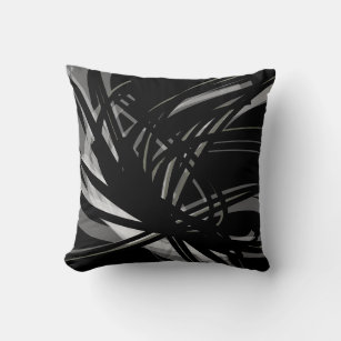 Black White & Grey Abstract Ribbons Cushion