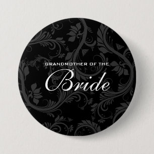 Black white grey bride bridal 7.5 cm round badge