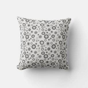 Black White Grey Bubbles Rings Modern Pattern Cushion