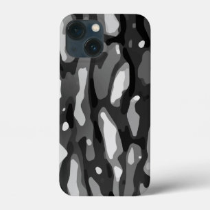 Black White Grey Camo Abstract Pattern iPhone 13 Mini Case