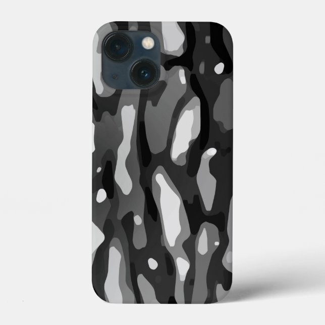 Black White Grey Camo Abstract Pattern Case-Mate iPhone Case (Back)