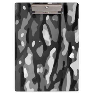 Black White Grey Camo Abstract Pattern Clipboard