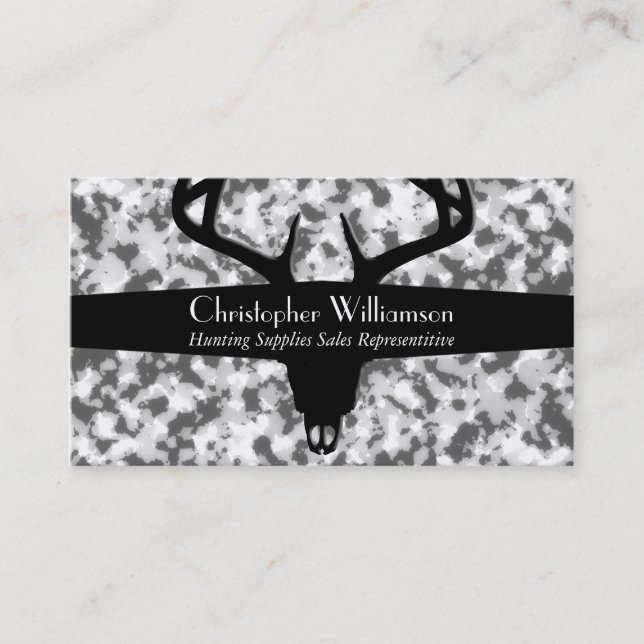 Black White & Grey Camouflage Business Card (Front)