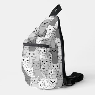 Black White Grey Cats Design Sling Bag