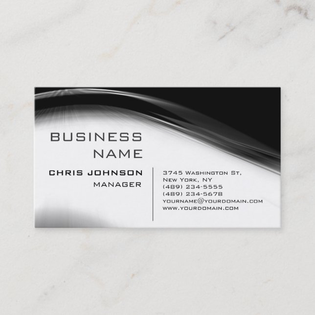 Black & White Grey Charming Manager Business Card (Front)