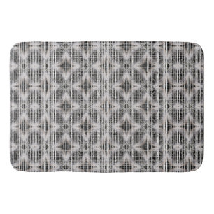 Black, White, & Grey Check Diamond Pattern Bath Mat