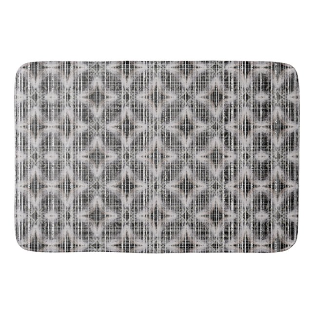 Black, White, & Grey Check Diamond Pattern Bath Mat (Front)