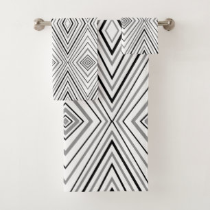 Black White Grey Chevron Pattern Bath Towel Set