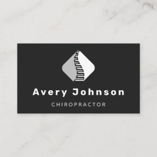 Black White & Grey Chiropractor Chiropractic Spine Business Card