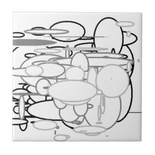 Black White Grey Circles, Digital Art by Kids :) Tile