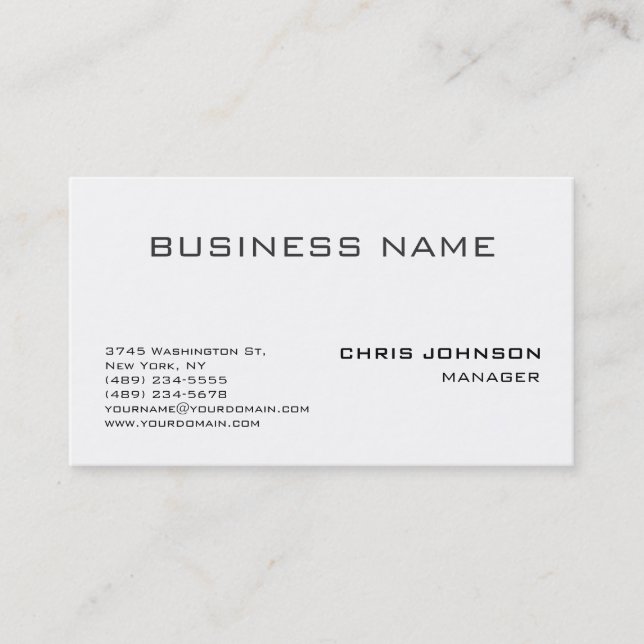 Black & White Grey Clear Manager Business Card (Front)