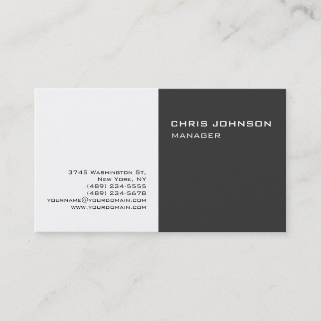 Black & White Grey Consultant Business Card (Front)