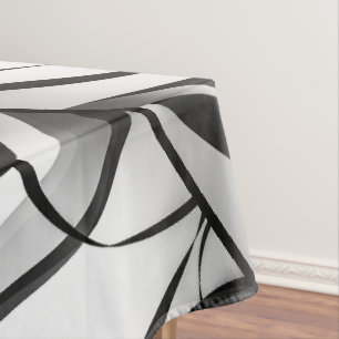 Black White Grey Curve Design Tablecloth