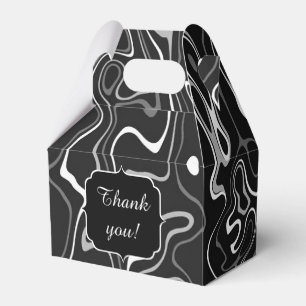 Black white grey damascus abstract swirls Monogram Favour Box
