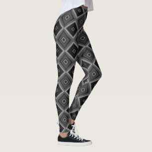 Black White Grey Diamond Geometric Leggings