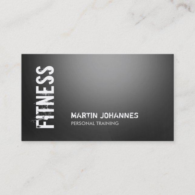 Black White Grey Fitness Modern Business Card (Front)