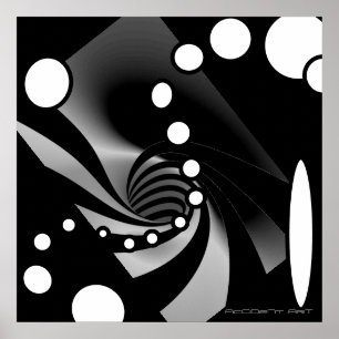 Black White Grey Geometric Abstract Design Poster