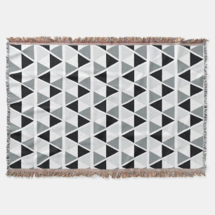 Black White Grey Geometric Pattern Throw Blanket