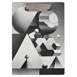 Black white grey geometric shapes clipboard
