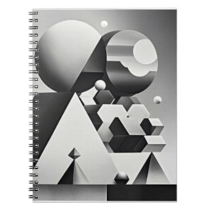 Black white grey geometric shapes notebook