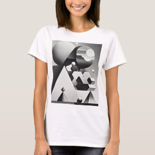 Black white grey geometric shapes  T-Shirt