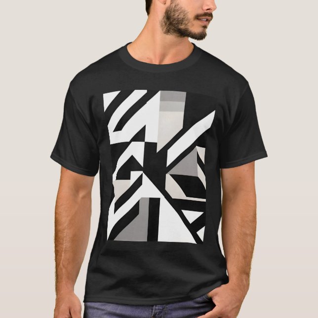 black white grey geometric sharp T-Shirt (Front)