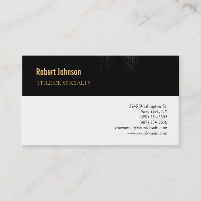 Black White Grey Gold Business Card (Front)