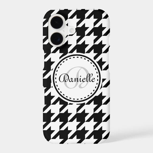 Black White Grey Houndstooth Monogram Pattern (Back)