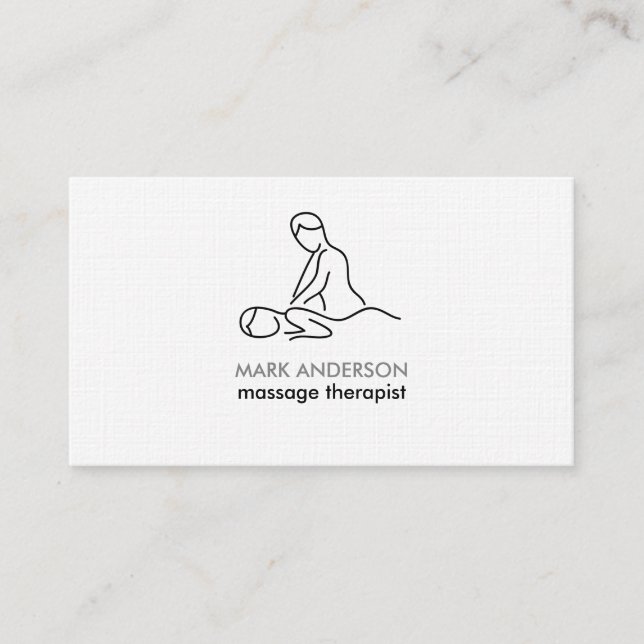 Black White Grey Massage Therapy Masseuse Spa Business Card (Front)