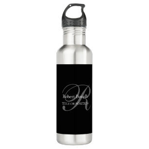 Black White Grey Monogram 710 Ml Water Bottle