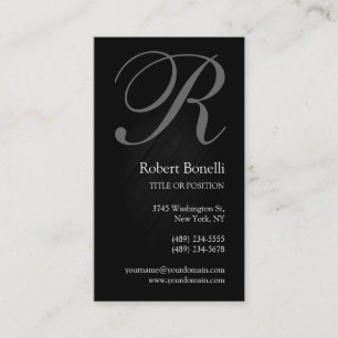 Black White Grey Monogram Business Card