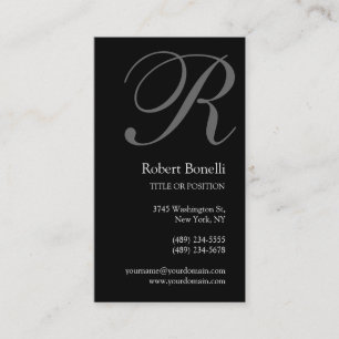 Black White Grey Monogram Business Card