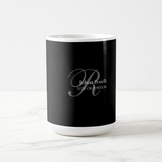 Black White Grey Monogram Coffee Mug (Center)