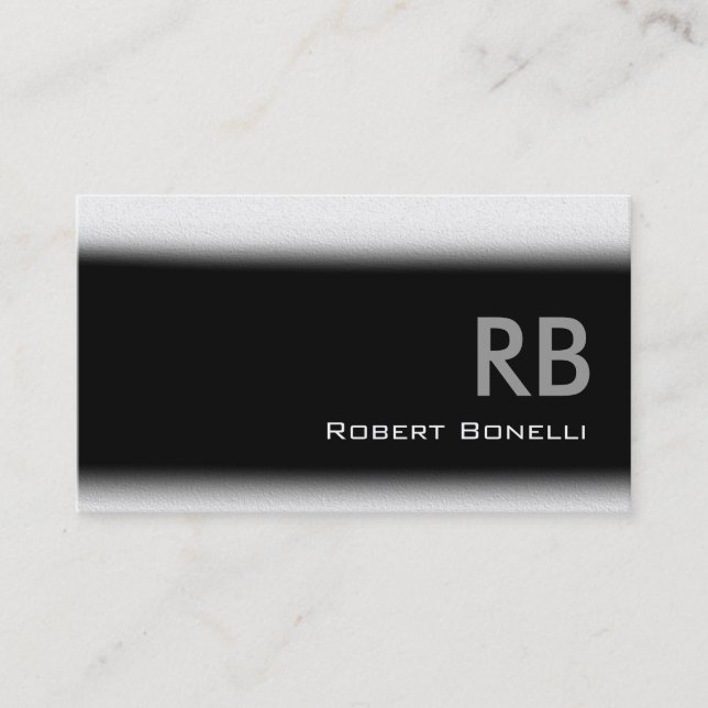 Black White Grey Monogram Consultant Business Card (Front)