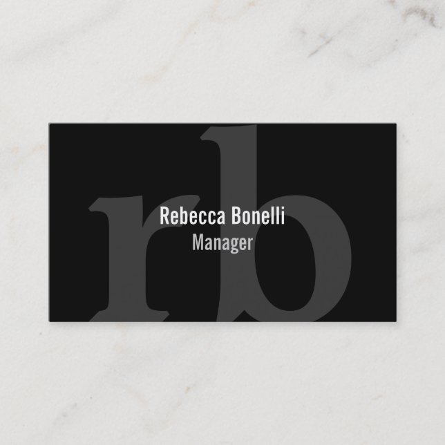 Black White Grey Monogram Manager Business Card (Front)