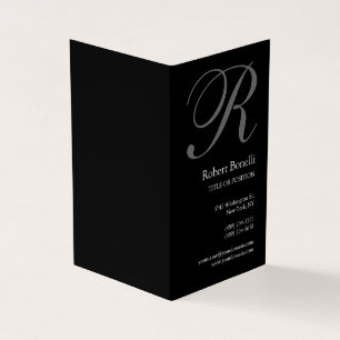 Black White Grey Monogram Minimalist Plain Modern Business Card