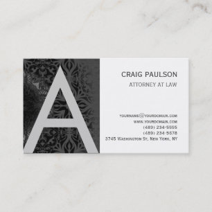Black White Grey Monogram Pattern Business Card