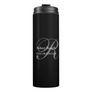 Black White Grey Monogram  Thermal Tumbler