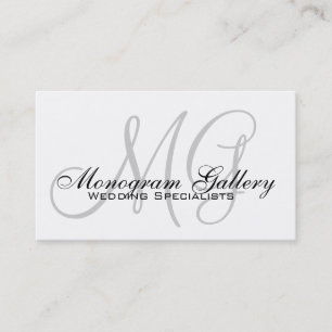 Black White Grey Monograms Simple Business Card