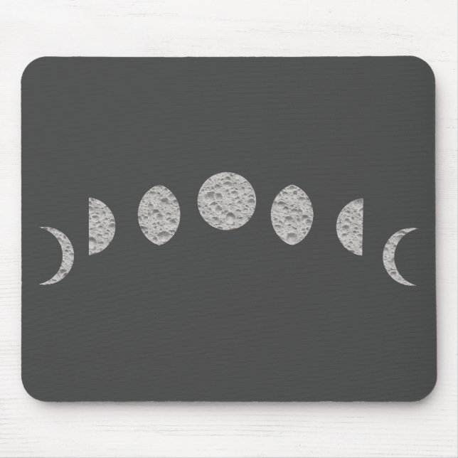 Black White Grey Moon Phases Modern Minimal Mouse Mat (Front)